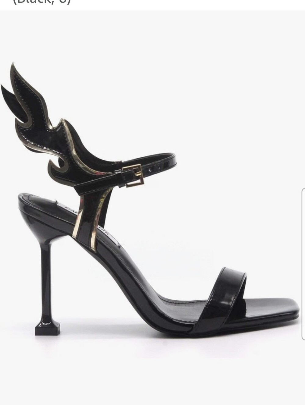 Cape Robbin Inferno Black Flame Accent Stiletto Heels Open Toe Sandals  Size 7.5